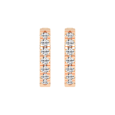 Triple Row Pave Hoop Earrings