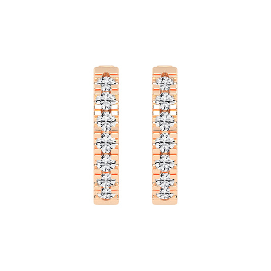 Triple Row Pave Hoop Earrings