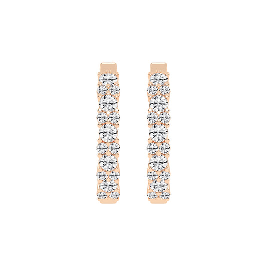 Double Row Pave Hoop Earrings