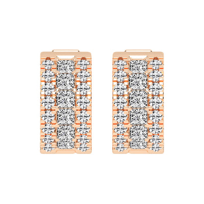 Multi-Row Princess Cut Hoop Earrings