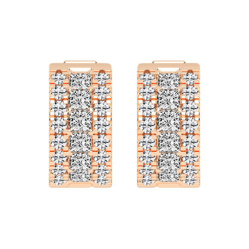 Multi-Row Princess Cut Hoop Earrings