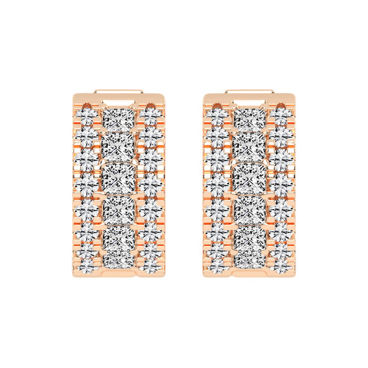 Multi-Row Princess Cut Hoop Earrings