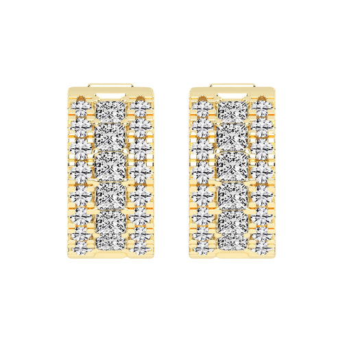 Multi-Row Princess Cut Hoop Earrings