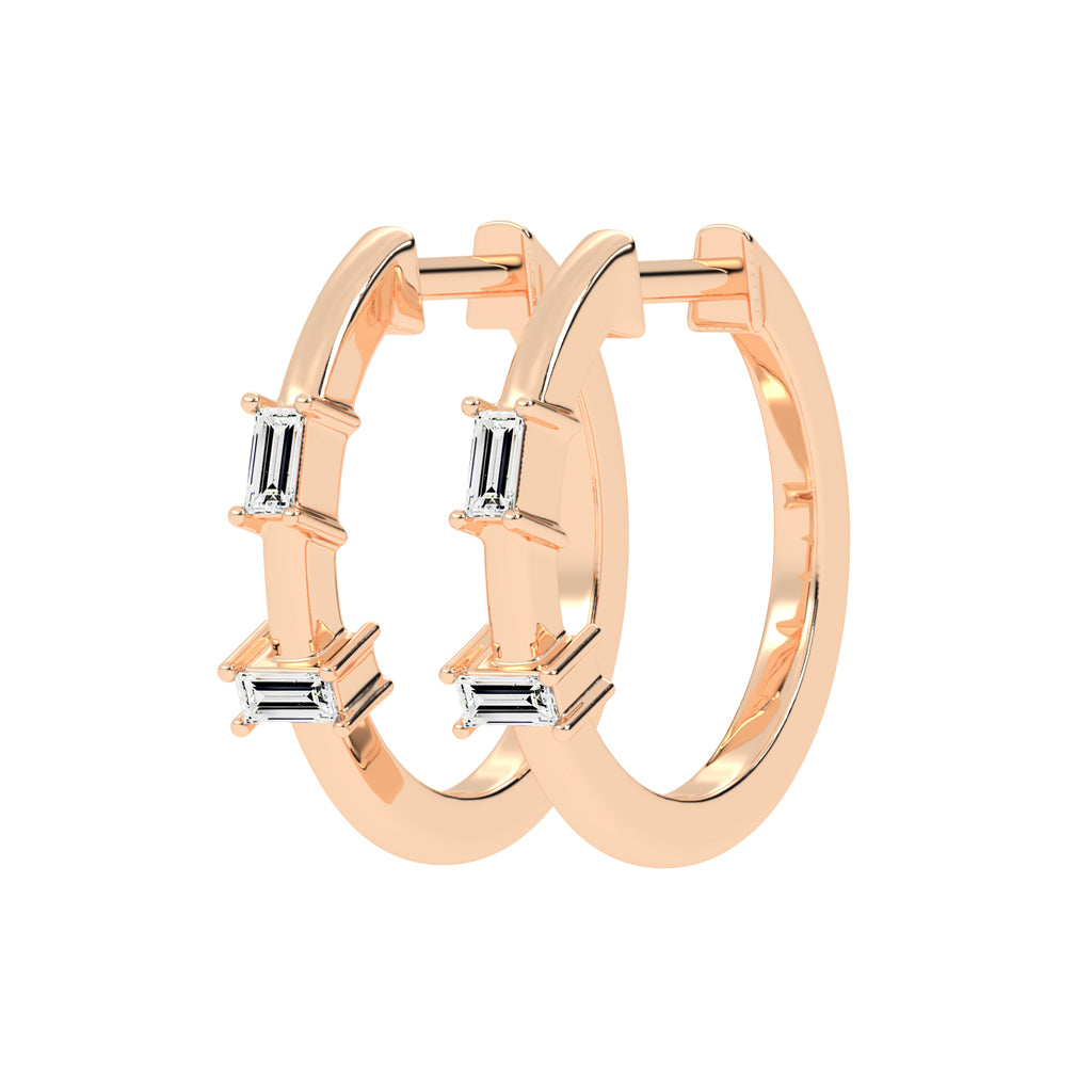 Architectural Gleam Baguette Diamond Hoops
