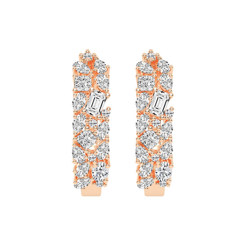 Artful Bloom Mixed-Cut Diamond Hoop Earrings