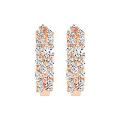 Artful Bloom Mixed-Cut Diamond Hoop Earrings