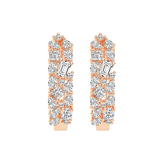 Artful Bloom Mixed-Cut Diamond Hoop Earrings