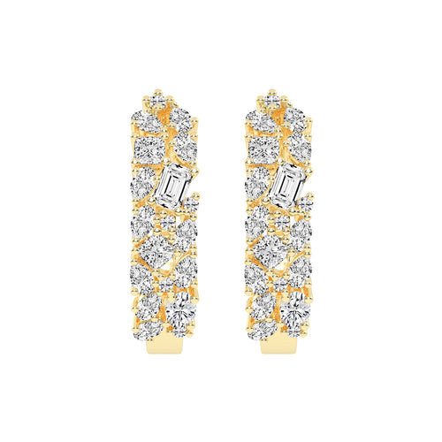Artful Bloom Mixed-Cut Diamond Hoop Earrings