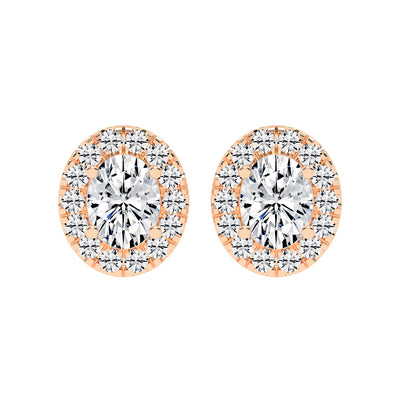 Eternal Aura Oval Halo Stud Earrings