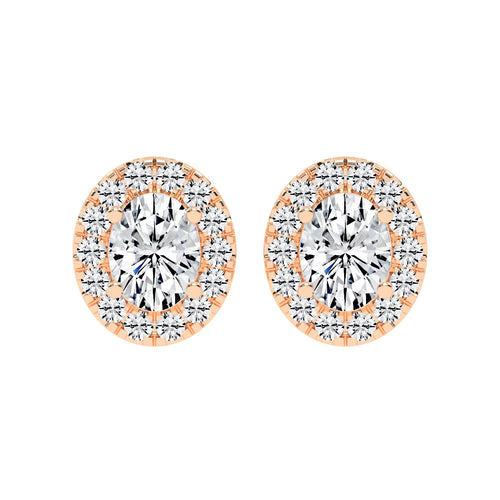 Eternal Aura Oval Halo Stud Earrings