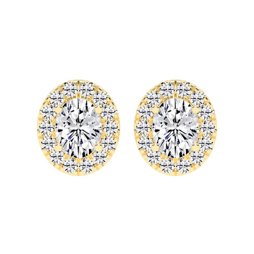 Eternal Aura Oval Halo Stud Earrings