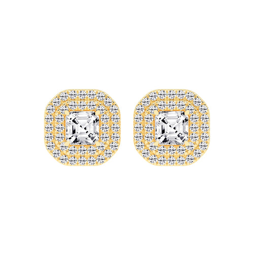 Emerald Majesty Double Halo Stud Earrings