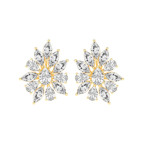 Petal Bloom Diamond Cluster Earrings