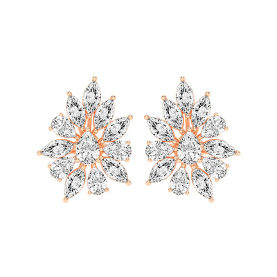 Petal Bloom Diamond Cluster Earrings