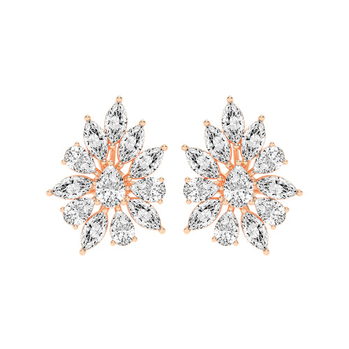 Petal Bloom Diamond Cluster Earrings