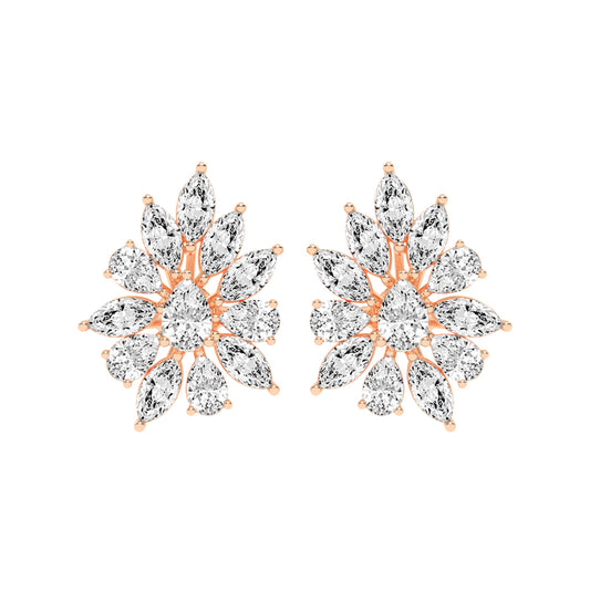 Petal Bloom Diamond Cluster Earrings