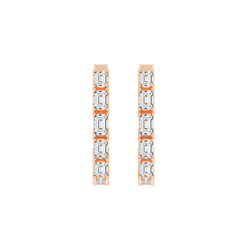 Linear Radiance Emerald-Cut Diamond Drop Earrings