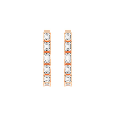 Linear Radiance Emerald-Cut Diamond Drop Earrings
