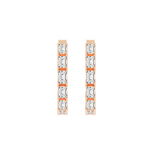 Linear Radiance Emerald-Cut Diamond Drop Earrings