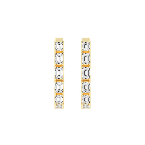 Linear Radiance Emerald-Cut Diamond Drop Earrings