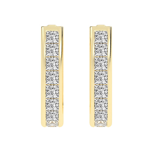 Regal Princess Cut Diamond Bar Earrings