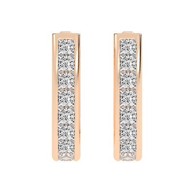 Regal Princess Cut Diamond Bar Earrings