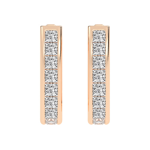 Regal Princess Cut Diamond Bar Earrings
