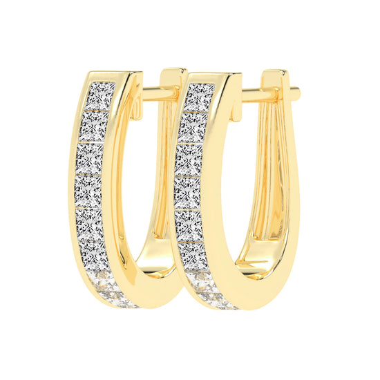 Regal Princess Cut Diamond Bar Earrings