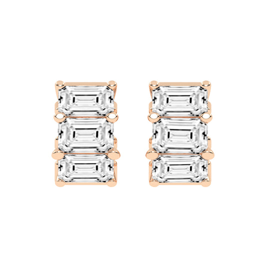 Tiered Emerald-Cut Diamond Studs