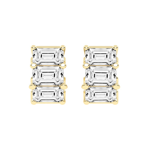 Tiered Emerald-Cut Diamond Studs