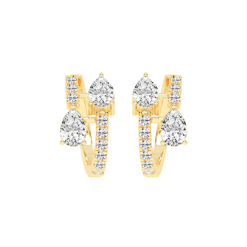 Cascading Pear Diamond Huggie Earrings
