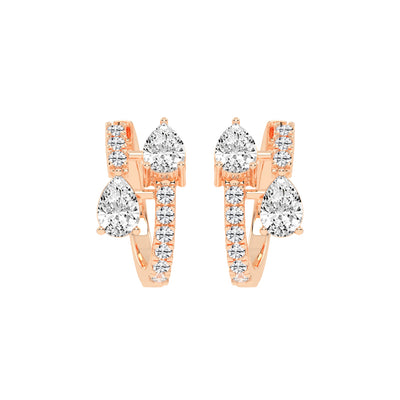 Cascading Pear Diamond Huggie Earrings