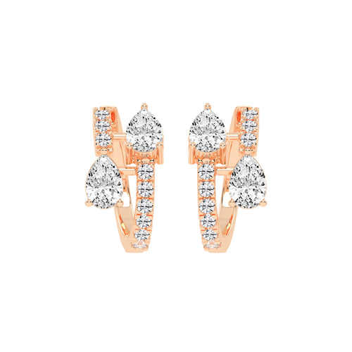 Cascading Pear Diamond Huggie Earrings