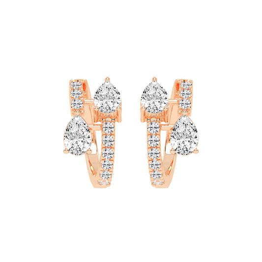 Cascading Pear Diamond Huggie Earrings