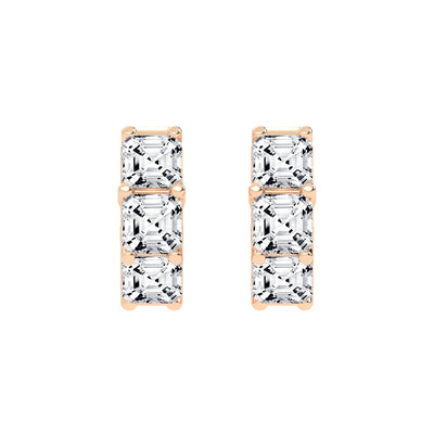 Stacked Asscher-Cut Diamond Bar Studs
