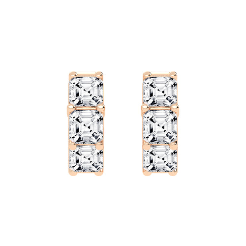 Stacked Asscher-Cut Diamond Bar Studs