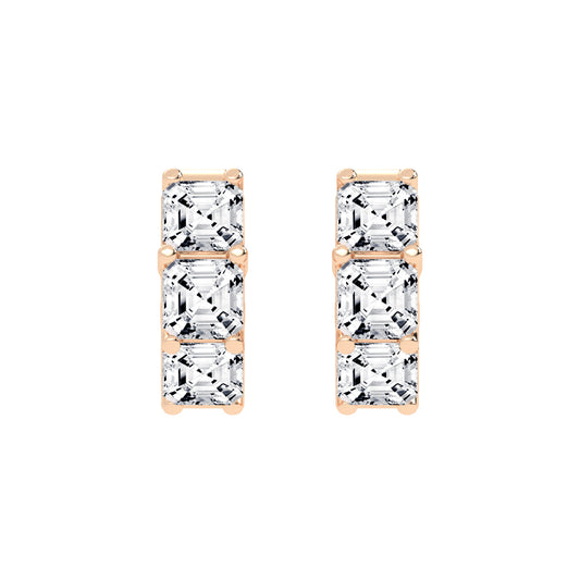 Stacked Asscher-Cut Diamond Bar Studs