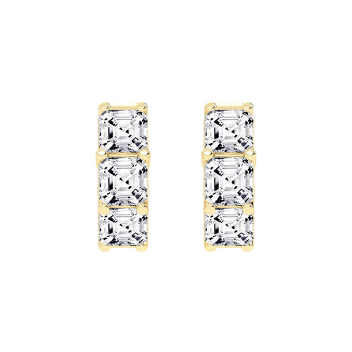 Stacked Asscher-Cut Diamond Bar Studs