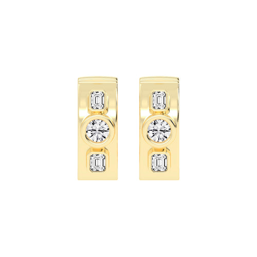 Mixed-Cut Diamond Essence Bar Earrings