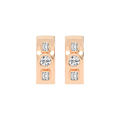 Mixed-Cut Diamond Essence Bar Earrings