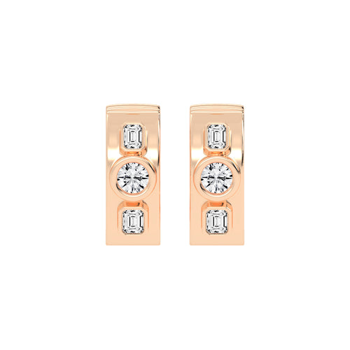 Mixed-Cut Diamond Essence Bar Earrings