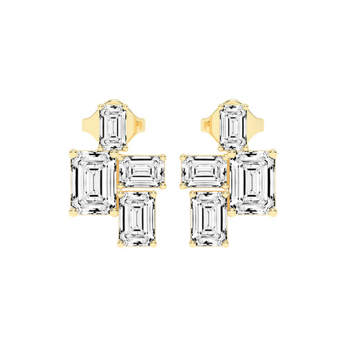 Emerald-Cut Cluster Studs