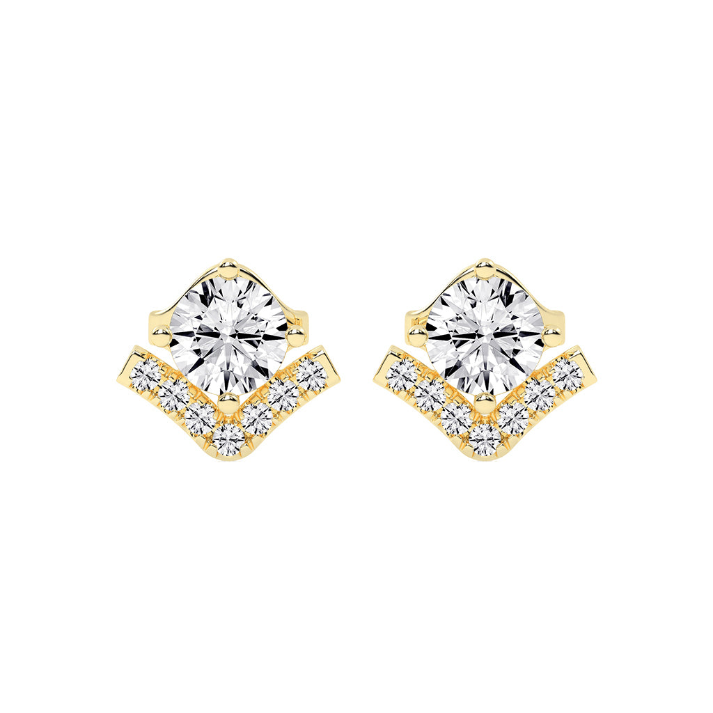 Mixed-Cut Heart Stud Earrings