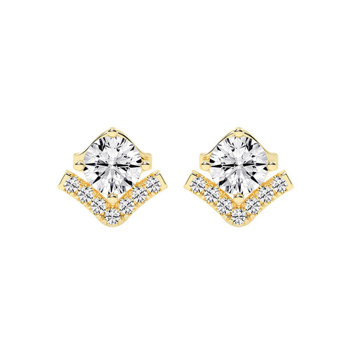 Mixed-Cut Heart Stud Earrings