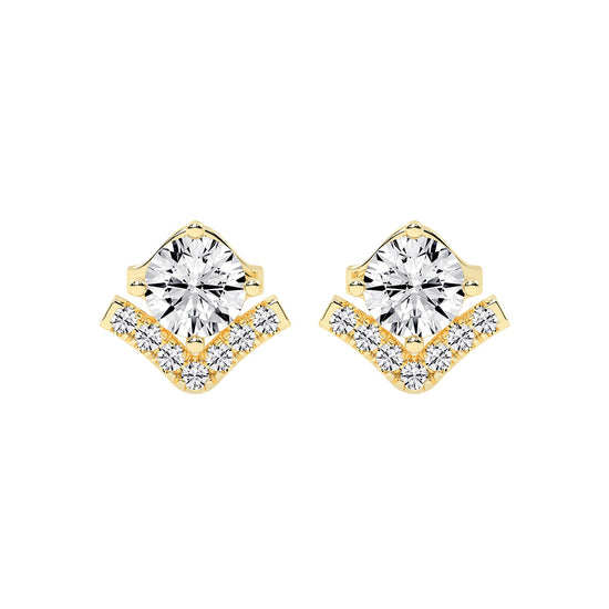 Mixed-Cut Heart Stud Earrings