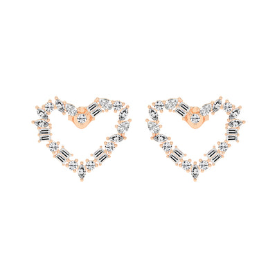 Mixed-Cut Heart Stud Earrings