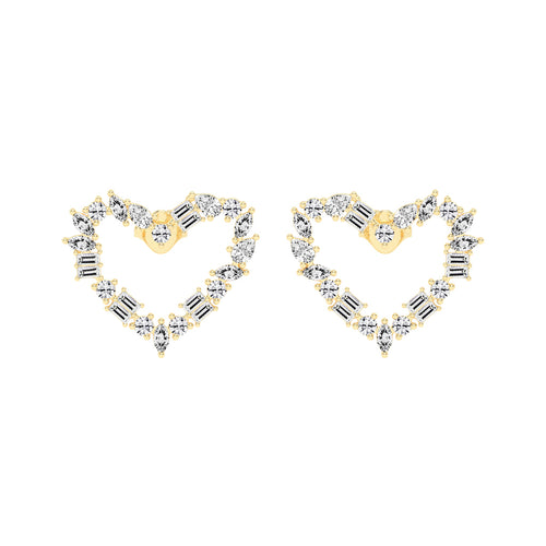 Mixed-Cut Heart Stud Earrings