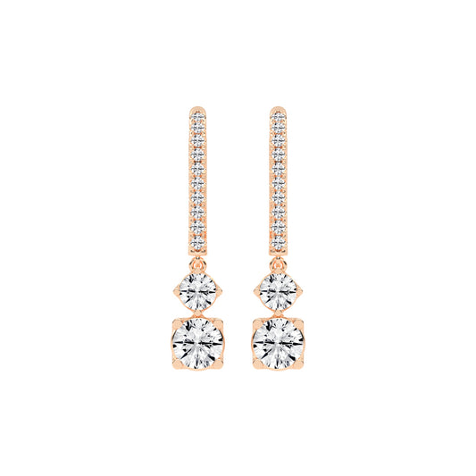 Sparkline U-Hoop Double Drop Earrings