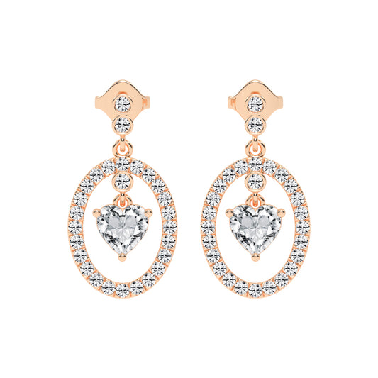 Heart in Halo Drop Earrings