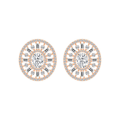 Oval Radial Sparkle Stud Earrings